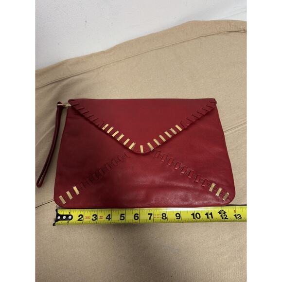 Fabiola Pedrazzini Clutch Wristlet Womens One Size Red Leather Envelope Studded - Picture 9 of 10